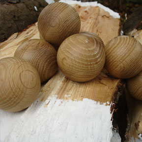 wooden balls in oak